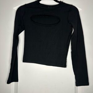 dELiA*s Black Long Sleeve Cutout Tee